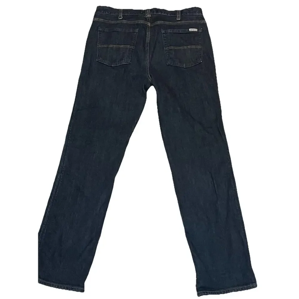 Carhartt Jeans Women's 12 Regular Straight Leg Pockets Denim Fleece Lined EUC - Picture 2 of 11